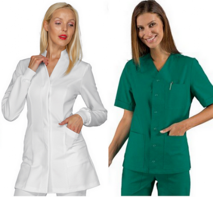 Casacche e pantaloni per medici e infermieri