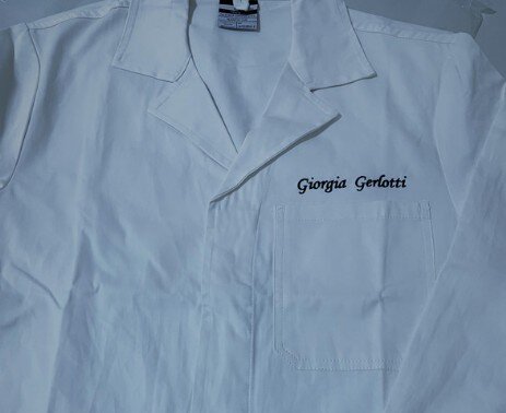 camice bianco per studenti di chimica con ricamo nome