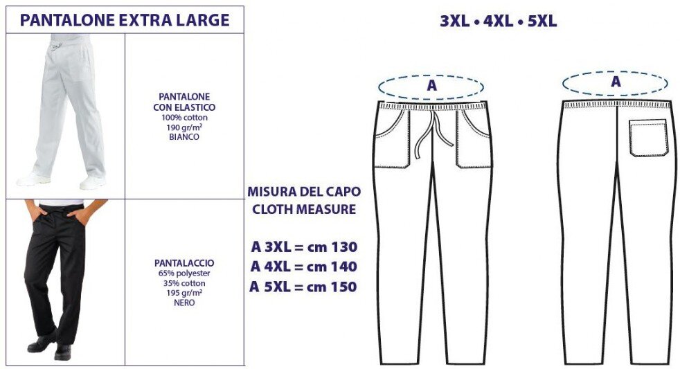 Pantalone Sanitario Bianco Elastico 5XL